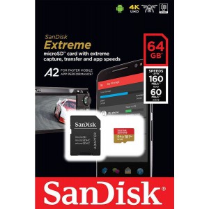 Sandisk Extreme microSDXC 64GB U3 V30 A2 with Adapter Mobile