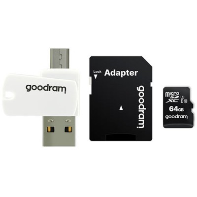 GoodRAM microSDXC 64GB U1 with Adapter and OTG Card Reader