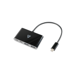 V7 USB-C Male to 2 x USB A Female, 2 x USB-C Female Hub USB 3.2 Gen1 5Gbps Black