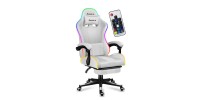 Huzaro Force 4.7 RGB Καρέκλα Gaming Δερματίνης με Υποπόδιο Λευκή