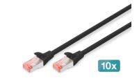 Digitus S/FTP Cat.6 (Gigabit) Καλώδιο Δικτύου Ethernet 0.25m Μαύρο 10τμχ