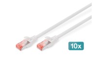 Digitus S/FTP Cat.6 (Gigabit) Καλώδιο Δικτύου Ethernet 0.25m Λευκό 10τμχ