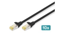 Digitus S/FTP Cat.6a (Gigabit) Καλώδιο Δικτύου Ethernet 0.5m Μαύρο 10τμχ