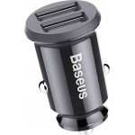 Baseus Φορτιστής Αυτοκινήτου Μαύρος Grain Car Charger 3.1A Γρήγορης Φόρτισης με Θύρες: 2xUSB