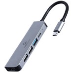 Cablexpert USB-C Docking Station με HDMI 4K PD Γκρι (A-CM-COMBO5-03)