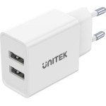 Unitek Φορτιστής Χωρίς Καλώδιο με 2 Θύρες USB-A 12W Λευκός (P1113A-EU)