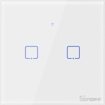 Sonoff T0EU2C-TX Χωνευτός Διακόπτης Τοίχου Αφής Wi-Fi Φωτισμού Διπλός με Πλαίσιο Λευκός