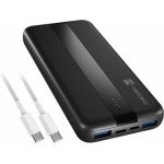 Natec Trevi Slim Q V2 Power Bank 10000mAh 18W με 2 Θύρες USB-A και 2 Θύρες USB-C Power Delivery Μαύρο