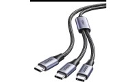 Ugreen Power Data Cable "us561" Fast Charging Usb Type-c To 2 X Usb Type-c Max 100w Braided 1.5m Gray
