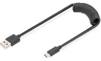 Digitus Spiral USB 2.0 Cable USB-C male - USB-A 60W PD Μαύρο 1m AK-300430-006-S