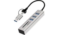 LogiLink UA0445 USB 3.0 Hub 3 θυρών με Card Reader Γκρι