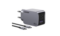 Ugreen Nexode Pro Φορτιστής GaN USB-A/ USB-C με Καλώδιο USB-C 65W Q4.0 Grey