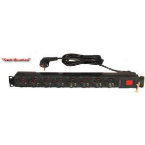 Central Πολύπριζο Rack 19" 1U με 8 Sockets Μαύρο