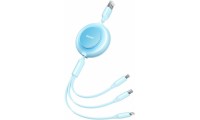 Baseus Bright Mirror 2 Flat / Retractable USB to micro USB / Lightning / Type-C Cable 3.5A Μπλε 1.1m (CAMJ010017)