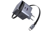 Ugreen Φορτιστής GaN USB-A/ USB-C με Retractable Καλώδιο USB-C 65W Γκρι