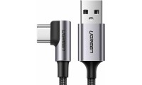 Ugreen Angle (90°) / Braided USB 2.0 Cable USB-C male - USB-A male 18W Μαύρο 2m