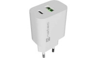 Natec Ribera Φορτιστής USB-A/ USB-C 20W QC3.0 Λευκό