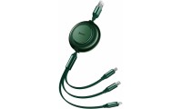Baseus Bright Mirror 2 Flat / Retractable USB to Lightning / Type-C / micro USB Cable 3.5A Πράσινο 1.1m