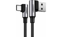 Ugreen Angle (90°) / Braided USB 2.0 Cable USB-C male - USB-A male 18W Γκρι 1m