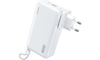 WK Power Bank 20000mAh USB-C με Πτυσσόμενο φις AC 22.5W Λευκό