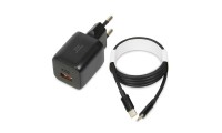 iBox Φορτιστής GaN με Θύρα USB-A και Θύρα USB-C και Καλώδιο USB-C - USB-C 33W Power Delivery / Quick Charge 3.0 Μαύρος (C-42)