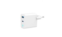 Gembird Φορτιστής Χωρίς Καλώδιο GaN με Θύρα USB-A και Θύρα USB-C 65W Power Delivery / Quick Charge 3.0 Λευκός (TA-UC-PDQC65L-W-01)