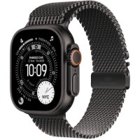 Apple Watch Ultra 3 Titanium 49mm Αδιάβροχο με eSIM και Παλμογράφο (Black Titanium Case with Black Titanium Milanese Loop - Large)