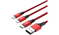 Unitek Braided USB to Lightning / Type-C / micro USB Cable Κόκκινο 1.2m (C4049RD)