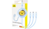 Baseus Leo Retractable Καλώδιο USB-A to USB-C/MicroUSB/Lightning 1.1m Μπλε