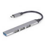 Gembird USB 3.1 Hub 4 Θυρών με σύνδεση USB-C Ασημί