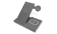 Digitus Ασύρματος Φορτιστής (Qi Pad) Γκρι (3 in 1)