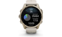 Garmin Fenix 8 Stainless Steel 43mm Αδιάβροχο Smartwatch με Παλμογράφο (Sapphire, Soft Gold With Fog Grey/dark Sandstone Silicone Band)