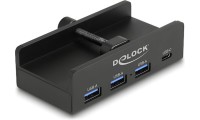 DeLock 4-Port USB Hub 3 x USB-A & 1 x USB-C with Locking Screw Black
