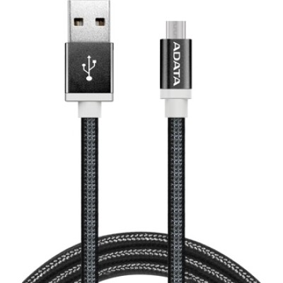 Adata Braided USB to Micro Usb Μαύρο 1m (AMUCAL-100CMK-CBK)