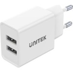 Unitek Φορτιστής Χωρίς Καλώδιο με 2 Θύρες USB-A 12W Λευκός (P1113A-EU)