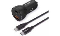 Philips Φορτιστής Αυτοκινήτου 36W 3A με Θύρες: 1xUSB 1xType-C μαζί με Καλώδιο Type-C Μαύρος