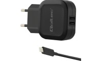 Qoltec Φορτιστής με 2 Θύρες USB-A και Καλώδιο USB-C 17W Μαύρος (50188)