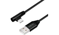 LogiLink Angle (90°) / Braided USB 2.0 Cable USB-C male - USB-A male Μαύρο 1m