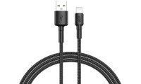 QCY Braided USB-A to Lightning Cable 60W Μαύρο 1.2m