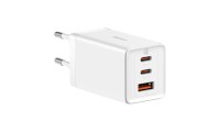 Baseus Φορτιστής Χωρίς Καλώδιο με Θύρα USB-A και 2 Θύρες USB-C 65W Quick Charge 3.0 Λευκός (GaN5 Pro)