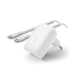 Belkin Φορτιστής με Θύρα USB-C και Καλώδιο USB-C - USB-C 30W Power Delivery Λευκός (Boost Charge)