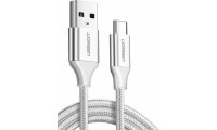 Ugreen US288 Braided USB 2.0 Cable USB-C male - USB-A male 18W Λευκό 3m