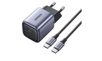 Ugreen Φορτιστής με Θύρα USB-C και Καλώδιο USB-C - USB-C 30W Power Delivery / Quick Charge 3.0 Γκρι (Nexode Mini)