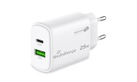 MediaRange Φορτιστής Χωρίς Καλώδιο GaN με Θύρα USB-A και Θύρα USB-C 25W Power Delivery Λευκός (MRMA112-2)