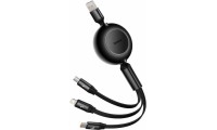 Baseus Bright Mirror 2 Retractable USB to Lightning / Type-C / micro USB Cable Μαύρο 1.1m