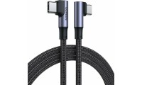 Ugreen US335 Angle (90°) / Braided USB 2.0 Cable USB-C male - USB-C 100W Μαύρο 1m