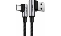 Ugreen US176 Angle (90°) / Braided USB 2.0 Cable USB-C male - USB-A male 18W Γκρι 2m