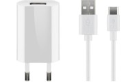 Goobay Φορτιστής με Θύρα USB-A και Καλώδιο USB-C 5W Λευκός (45300)