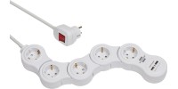 Brennenstuhl Πολύπριζο 5 Θέσεων με 2 USB-A, Διακόπτη και Καλώδιο 1.4m