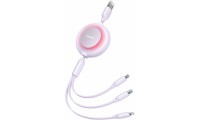 Baseus Bright Mirror 2 Flat / Retractable USB to Lightning / Type-C / micro USB Cable 3.5A Μωβ 1.1m